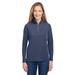 CORE365 CE405W Women's Fusion ChromaSoft Pique Quarter-Zip T-Shirt in Classic Navy Blue Heather size Medium | Polyester