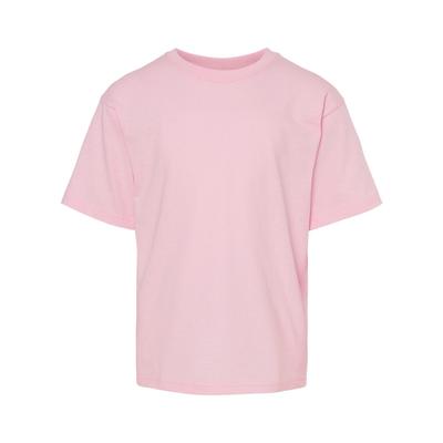 M&O MO4850 Youth Gold Soft Touch T-Shirt in Light Pink size Large | Cotton 4850