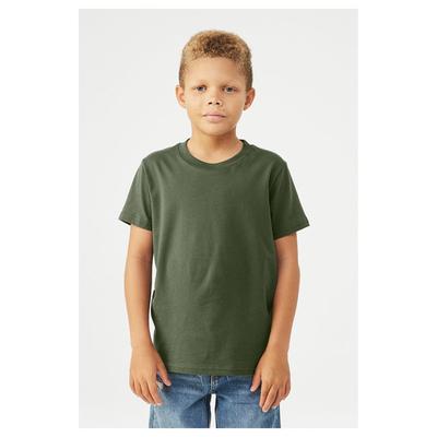 Bella + Canvas 3001Y Youth Jersey T-Shirt in Military Green size Medium | Cotton 3001YCVC, 3001YCV, BC3001YCVC, B3001Y, BC3001Y