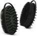Upgrade Silicone Body Scrubber and Hair Shampoo Brush All in One Premium Silicone Loofah Exfoliating Body Brush Shower Scrubber for Body Scalp Massager for Women Men Pet (1PC Black)