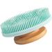 Body Scrubbers for Shower Silicone Body Scrubber Loofah Silicone Shower Brush for Body Silicone Brush Silicone Back Scrubber for Shower&Hair Washing Elastic Silicone Bristles Bamboo Grip (Blue)