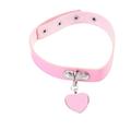 1PC Heart-shaped Pendant Necklace Stylish Leather Collar Choker Punk Heart-shaped Pendant Choker Necklace Delicate Choker Necklace for Women Lady Wearing Pink