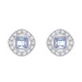 Swarovski Angelic Rhodium Plated Blue Crystal Square Cut Stud Earrings - Silver