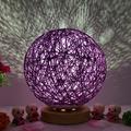 SRstrat 3D USB Rattan Ball Moon Light Charging LED Rattan Moon Night Light Table Desk Moon Lamp Globe Rattan Ball Lamp with Solid Wood Base Dimmable LED Projector Night Lamps with Remote