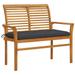 Dcenta Patio Bench with Anthracite Cushion Teak Wood Porch Chair Garden Bench for Garden Backyard Balcony Park Terrace Outdoor Furniture 44.1in x 21.7in x 37in