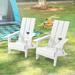 ACEGOSES Folding Adirondack Chair Outdoor Patio Chair w/ Wide Armrests White/2Pcs