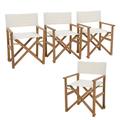 OC Orange-Casual Folding Patio Dining Chair Set of 4 Outdoor Acacia Wooden Foldable Director Chair w/Armrest & Soft Padding FSC Certified Wood for Porch Backyard Garden Indoor No Assembly