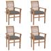 Dcenta 4 Piece Patio Chairs with Seat Cushion Teak Wood Outdoor Dining Chair Set Wooden Armchairs for Garden Balcony Backyard Furniture 24.4 x 22.2 x 37 Inches (W x D x H)