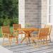 Dcenta Set of 5 Patio Dining Set Acacia Wood Table and 4 Chairs Wooden Outdoor Dining Set for Garden Lawn Courtyard Balcony