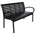 Dcenta Patio Bench Steel and WPC Park Bench with Slatted Seat and Backrest Outdoor Bench Chair Black for Garden Entryway Yard Porch Backyard 45.7 x 23.2 x 31.9 Inches (W x D x H)