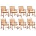 Dcenta Set of 8 Wooden Garden Chairs with Cream Cushion Acacia Wood Outdoor Dining Chair for Patio Balcony Backyard Outdoor Furniture 22in x 24.4in x 36.2in