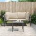 Dcenta 3 Piece Patio Set with Cushions Gray Poly Rattan