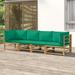 Dcenta 4 Piece Patio Set with Green Cushions Bamboo