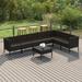 Dcenta 8 Piece Patio Set with Cushions Poly Rattan Black