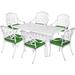 VIVIJASON 7-Piece Patio Furniture Dining Set All-Weather Cast Aluminum Outdoor Conversation Set Include 6 Cushioned Chairs and a Rectangle Table with Umbrella Hole for Lawn Garden Backyard White