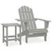 Dcenta Patio Adirondack Chair with Table Fir Wood Outdoor Fire Pit Chair Set Wooden Garden Armchair for Porch Pool Lawn Deck Backyard Outside Furniture