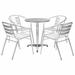 Dcenta 5 Piece Patio Dining Set MDF Tabletop Round Garden Table and 4 Chairs Aluminum Frame for Garden Backyard Balcony Outdoor Furniture