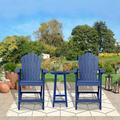 Clihome Patio Tall Adirondack Chair Set (Set of 2)with Round Tall Bar Table Balcony Chair Adirondack Chair Bar Stools for Patio Garden Lawn Pool Backyard Outdoor Deck Chair Weather Resistant Navy Blue