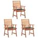 Dcenta 3 Piece Garden Chairs with Taupe Cushion Aacia Wood Outdoor Dining Chair Wooden Garden Dining Chair for Patio Backyard Poolside Outdoor 22in x 24.4in x 36.2in
