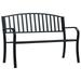 Dcenta Patio Bench Steel Park Bench with Slatted Seat Outdoor Bench Chair Black for Garden Entryway Yard Porch Backyard 47.2 x 20.1 x 31.9 Inches (W x D x H)