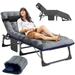 MOPHOTO Patio Lounge Chairs Camping Cot w/ Cushion - Military/Army Camp Bed for Adults - Heavy-Duty Sleeping Cots for Home Pool Office