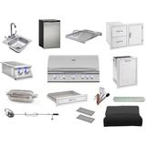 AMS Fireplace Outdoor Grill Kitchen Package Summerset Sizzler Pro | 40 Built-in Grill Set | Sizzler Pro Double Side Burner | 2-Drawers & Access Door Combo | Utensils Drawer and Other Accessories