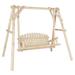UBesGoo Porch Swing 2-Seat Hanging Swing Bench Wooden Patio Swing Chair Bench Natural