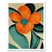 Bold Art Deco Flowers Teal Orange Cream Poppy Art Print Framed Poster Wall Decor 12x16 inch