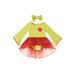 Infant Baby Girls Christmas Outfits Heart Print Long Sleeves Sequin Mesh Romper Dress with Headband