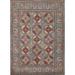 Geometric Kazak Area Rug Living Room Hand-Knotted Wool Carpet - 5'0" x 6'7"