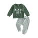 Toddler Baby Boys Fall Clothes Long Sleeve Mama s Boy Print Sweatshirt Tops and Drawstring Pants 2Pcs Outfits Sets