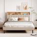 Modern Upholstered Platform Bed with Storage Headboard and USB Port Wood Bed Frame No Box Spring Needed/Easy Assembly Queen