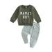 Toddler Baby Boys Fall Clothes Long Sleeve Mama s Boy Print Sweatshirt Tops and Drawstring Pants 2Pcs Outfits Sets