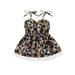 Halloween Toddler Girl Tulle Hem Dress Pumpkin Print Sleeveless Tie-Up Short A-Line Dress