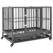 Dcenta Dog Cage with Wheels and Pull Out Tray Steel Dog Crate Cage Kennel Pet Playpen for Indoor Outdoor 36.2 x 24.4 x 29.9 Inches (W x D x H)