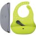 bblÃ¼v PÃ¶ket Silicone Toddler Baby Bibs for Eating - Soft Adjustable Waterproof Travel Feeding Bibs with Food Catcher Includes Baby Spoon Unisex for Boy or Girl Pack of 2 (Lime/Gray)