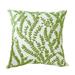 Flower Embroidered Farmhouse Decorative Throw Pillow Cover 18 x 18 Cottage Floral Green Leaves Knit Pattern 100% Cotton Canvas Cushion Case for Sofa Couch Bedroom Decor