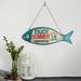 Home Decor Summer Wooden Fish Welcome Sign Nautical Wall Art Decor Hanging Vintage Fish Ornament Sign Decor Sign Home Bathroom Office Beach Hawaii Themed Decoration F