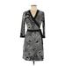 Style&Co Casual Dress - Sheath V Neck 3/4 sleeves: Black Color Block Dresses - Women's Size Medium Plus