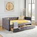 Twin Size Velvet Upholstered Daybed with 2 Drawer and Wheels