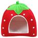 Pet bed Foldable Pet Bed Cat Bed Puppy House Strawberry Creative Entrance Pet Sleeping Bed for Cats Dog (Red Size S)