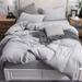 PURE ERA Duvet Cover Set - Ultra Soft Jersey Knit Cotton Home Bedding Heather Gray Twin Size 1 Comforter Cover and 1 Pillow Sham