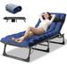 Slsy Folding Camping Cots with 3.3 Inch 2 Sided Mattress & Pillow 5-Reclining Position Lounge Chair 75.2 * 26.8 Folding Bed Cot