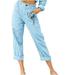 Mrat Women s Women s Pants Summer Casual Black Linen Pants Women Elastic Compression Pants Waist Wide Leg Palazzo Pants for Women Printed Pants Light Blue M