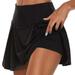 KDDYLITQ Tennis Skirts with Shorts Solid Golf Skorts Athletic High Waisted Built-In Shorts Sport Workout Pleated Pickleball Black XL