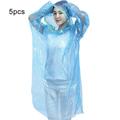 Farfi 5Pcs Unisex Disposable Waterproof Hooded Outdoor Hiking Riding Raincoat Poncho (Blue)