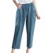 Mrat Full-Length Trouser Trousers for Women High Waisted Sweatpants Wide Leg Trousers Cotton Linen Palazzo Pants Paper Bag Pants Linen Pants Loose Pants for Women Fall