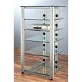 VTI Manufacturing 4 Silver Oval Poles 6 Clear Glass Shelves AV Stand - Silver