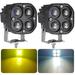 2 Packs Driving Fog Lights 20W 4800lm High Bright LED Off Road Spot Lights IP67 Waterproof LED Work Lights for SUVs ATVs Trucks Cars Motorcycles Fast Heat Dissipation White + Yellow Light