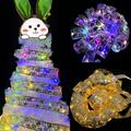 Farfi 2m/5m/10m String Light Decorative Battery Operated LED Double Layer Ribbon Bows Fairy Lamp for Easter (Type F 2M)